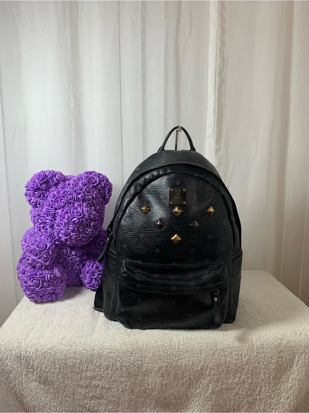 GUC MCM Stark Backpack in Visetos with Stud Details
